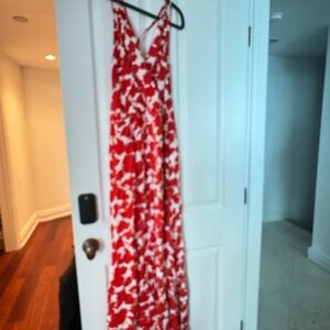 Karina Grimaldi Red and White Floral Maxi Dress